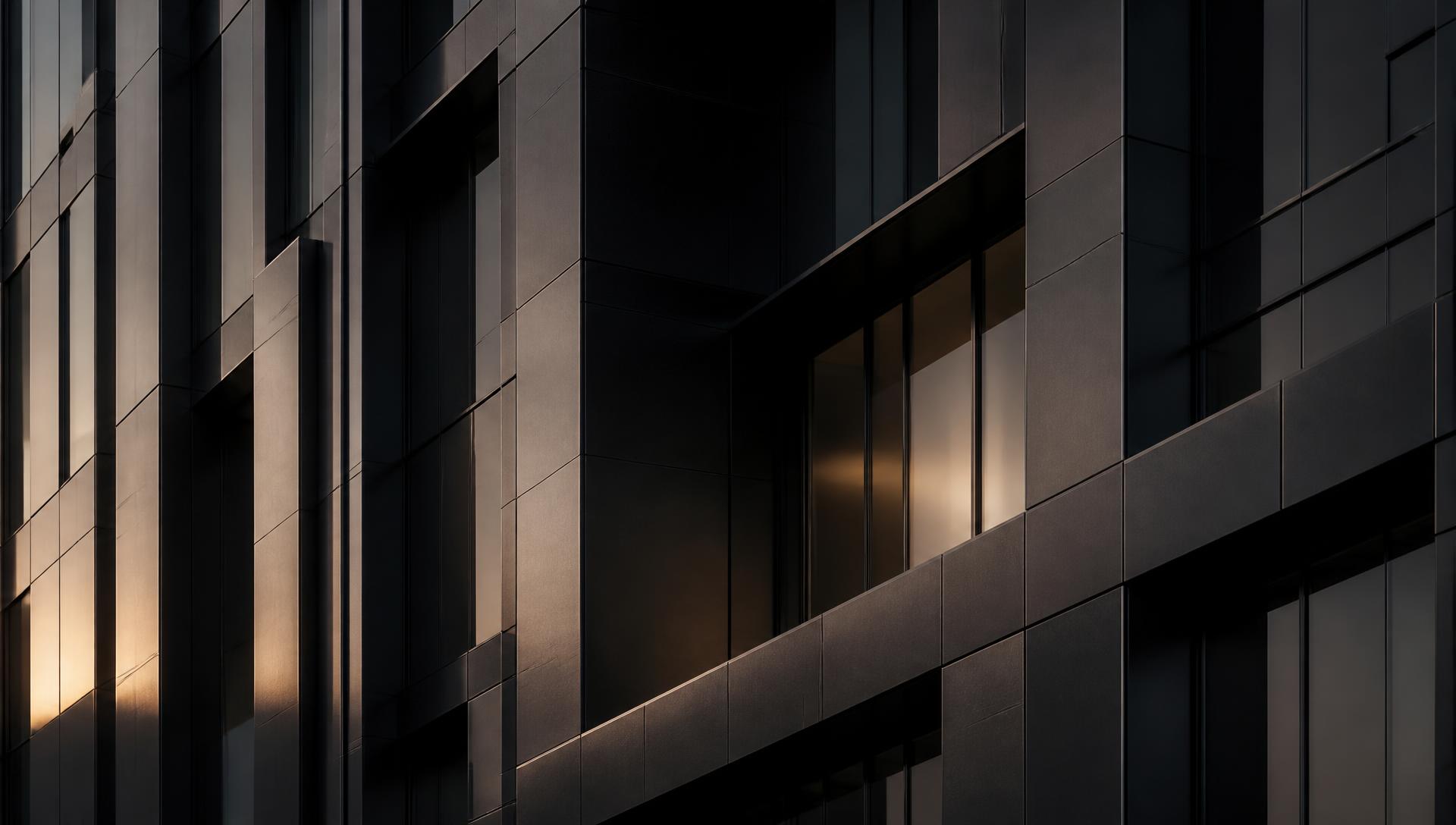 Architecture contemporaine d'un immeuble de bureaux au crépuscule